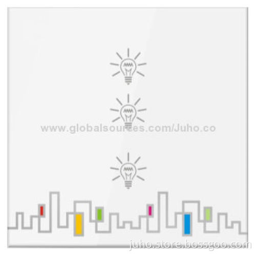 New Crystal PG Touch Light Switch, 3-Gang White Glass, Customized Design
